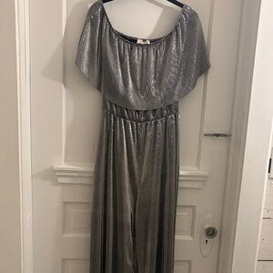 Everly Black and Silver Pleated Jumpsuit